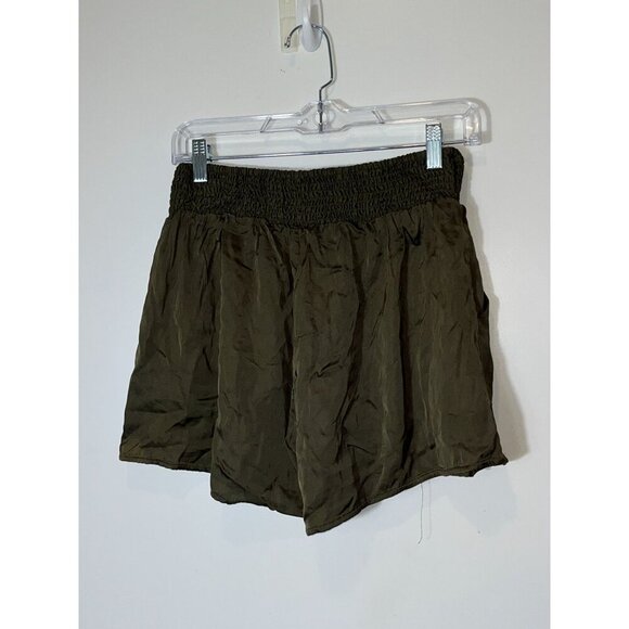NWT AERIE XS Satin Smocked High Waist Shorts - Picture 2 of 6